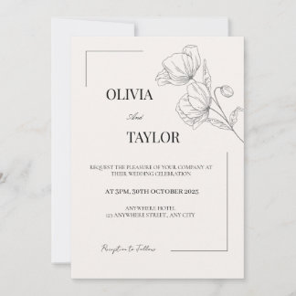Élégant minimaliste Faire-part de mariage floral