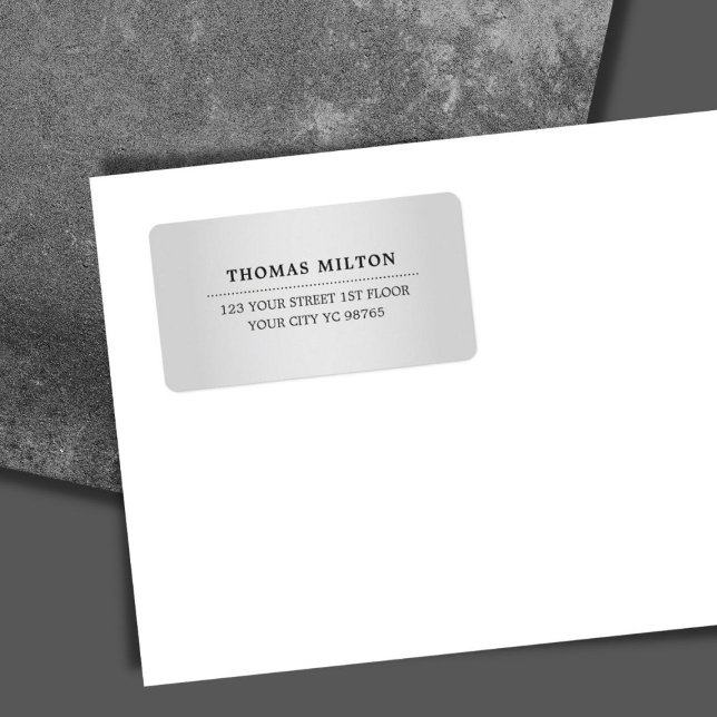 Élégant minimaliste Faux Étiquette noir argent (Créateur téléchargé)
