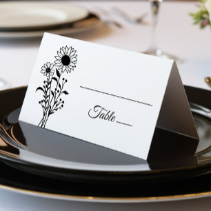 Élégant minimaliste floral noir Mariage blanc