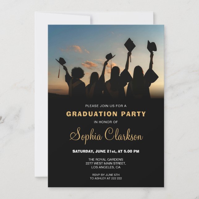 Élégant minimaliste Invitation de graduation (Devant)