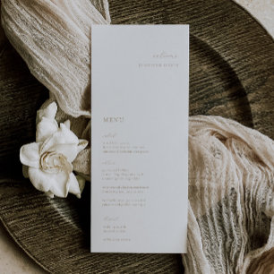Elégant minimaliste Mariage Beige Menu Place Card