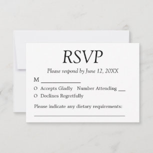 Elégant minimaliste mariage carte RSVP