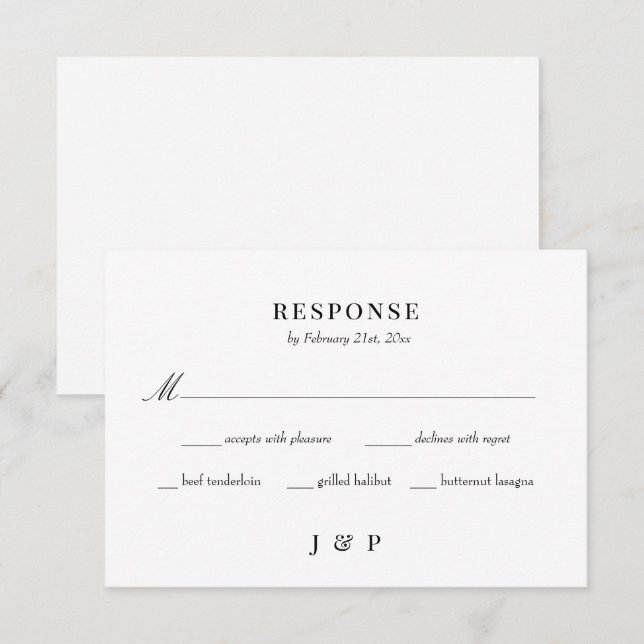 Elégant minimaliste mariage carte RSVP (Devant / Derrière)