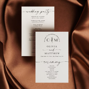 Élégant minimaliste Mariage floral Programme de