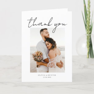 Elégant minimaliste Mariage photo Merci Cartes
