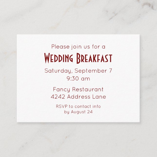 Elégant minimaliste Mariage rouge Invitation d'évé (Devant)