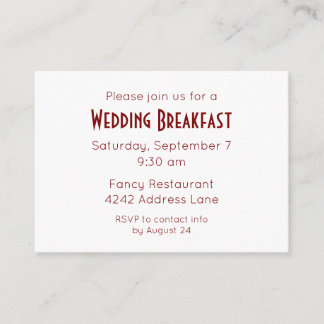 Elégant minimaliste Mariage rouge Invitation d'évé
