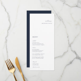 Elégant minimaliste Marine Mariage Menu Place Card