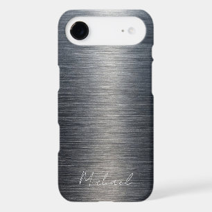 Élégant Minimaliste Métal Brossé Gris Argent