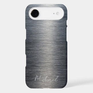 Élégant Minimaliste Métal Brossé Gris Argent