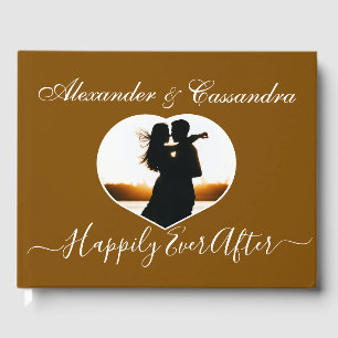 Élégant minimaliste moderne Brown Mariage livre d'