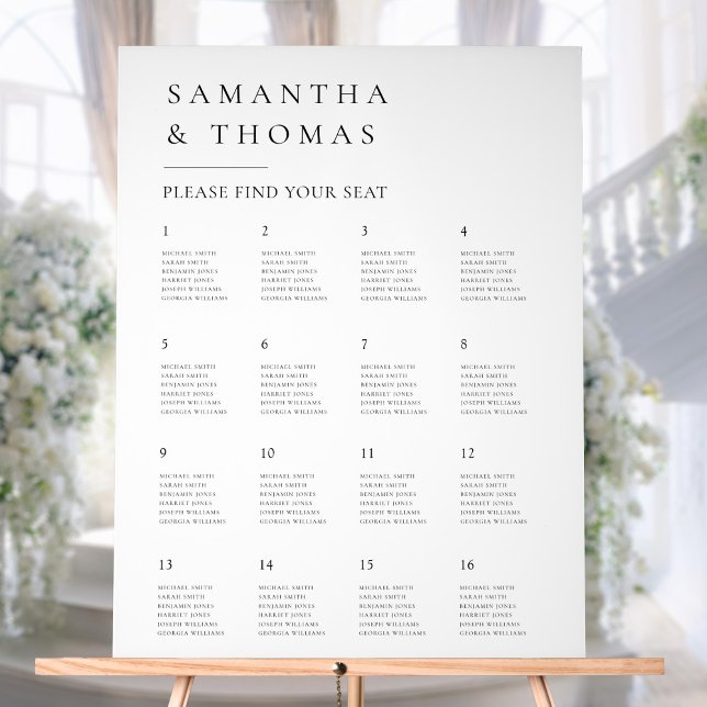 Élégant minimaliste moderne Mariage Seating Chart (Créateur téléchargé)