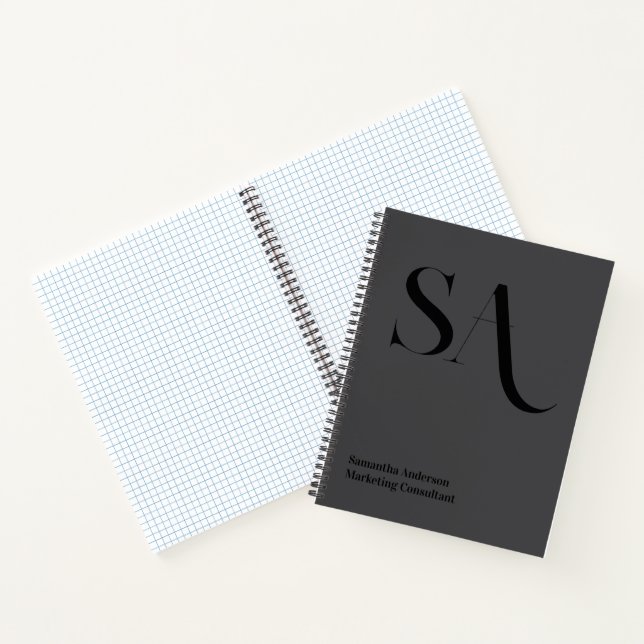 Élégant minimaliste Monogramme Carnet spirale (Intérieur)
