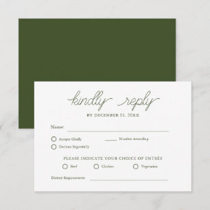 Elégant minimaliste Olive Green Wedding RSVP