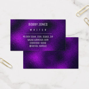 Élégant minimaliste violet Carte de visite métalli