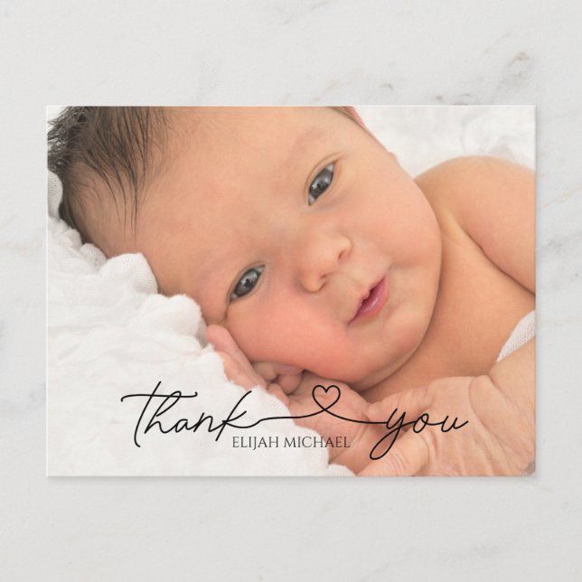 Elegant Minimalistic Baptism Thank You Postcard (Front)