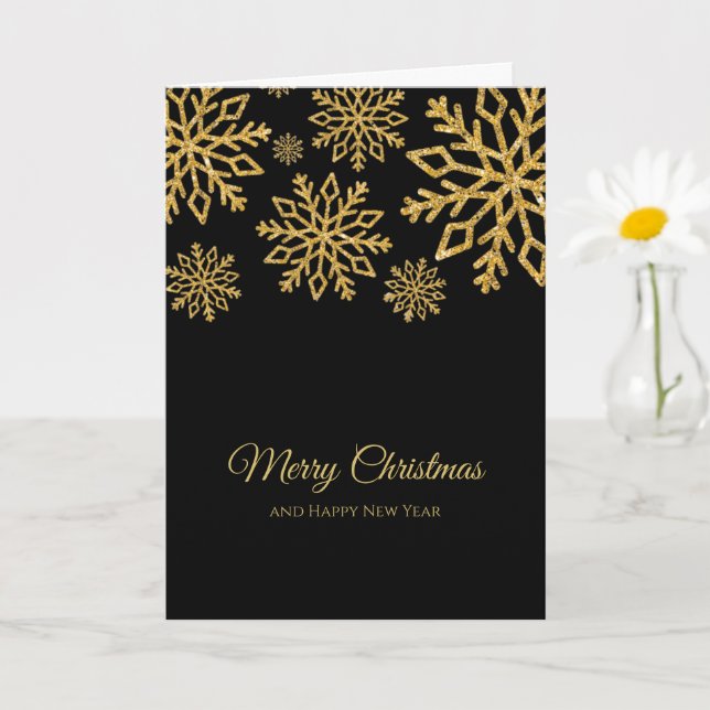 Elegant Minimalistic  Black and Gold Christmas   Card (Small Plant)
