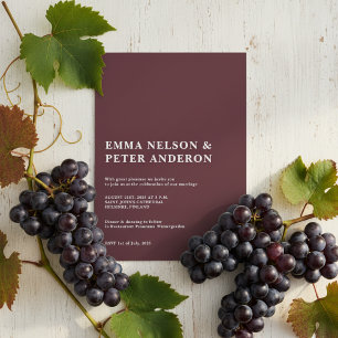 Elegant Minimalistic Deep Burgundy & White Formal Invitation
