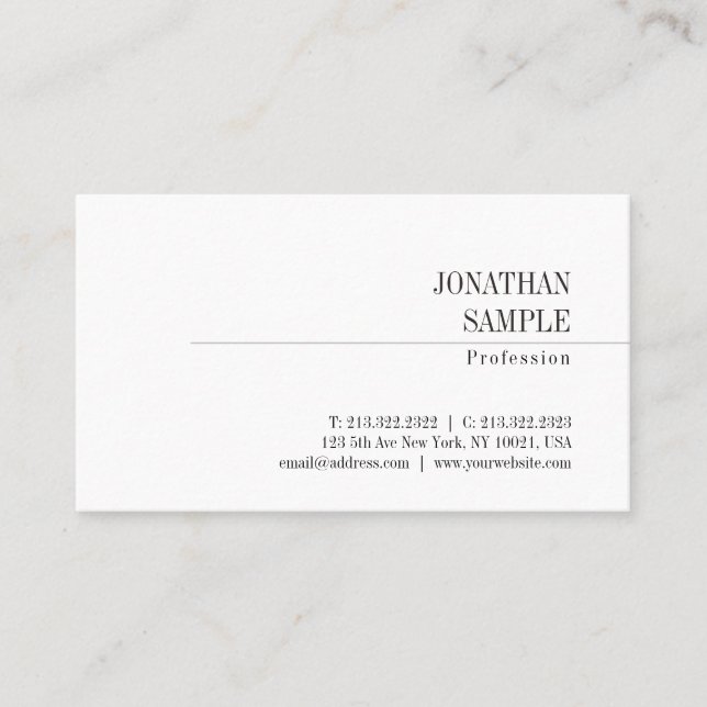 Elegant Minimalistic Design Classic Look Trendy Business Card (Front)