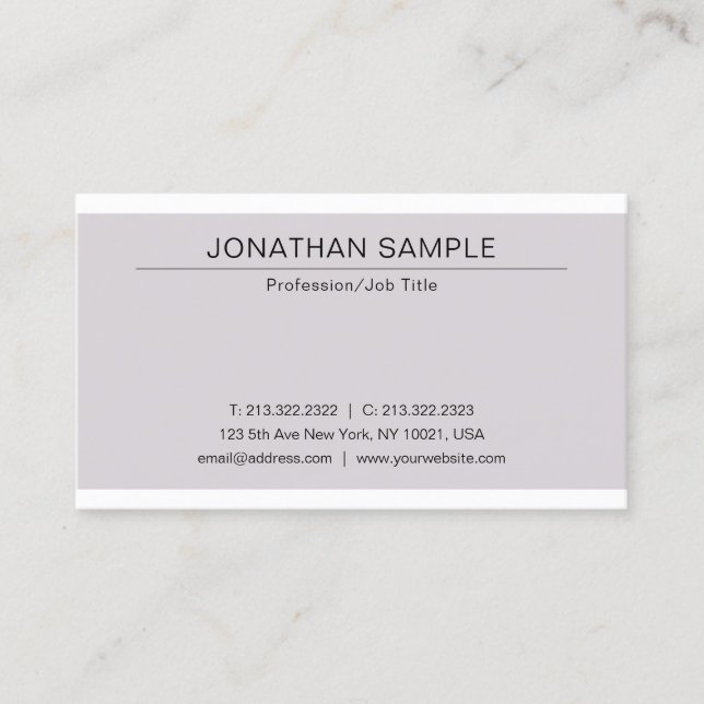 Elegant Minimalistic Design Modern Plain Trendy Business Card (Front)