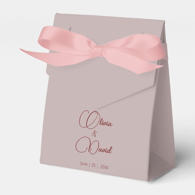 Elegant Minimalistic Dusty Rose Wedding Favor Box (Front Side)