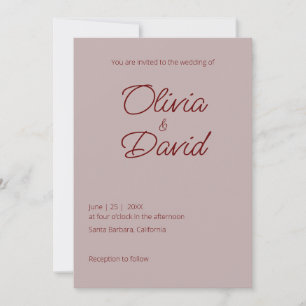 Elegant minimalistic Dusty Rose Wedding Invitation