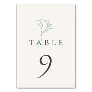 Elegant Minimalistic Emerald Wedding Table Number