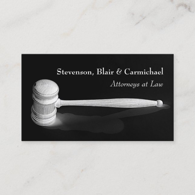 Elegant Minimalistic Gavel Judge Attorney Business Business Card (Front)