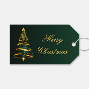Elegant Minimalistic gold tree Christmas Greeting  Gift Tags