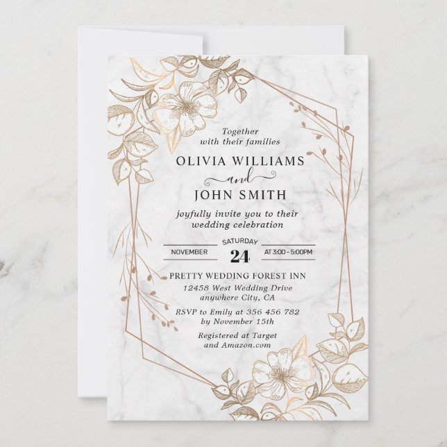 Elegant Minimalistic Marble White Grey M002 Invitation (Front)