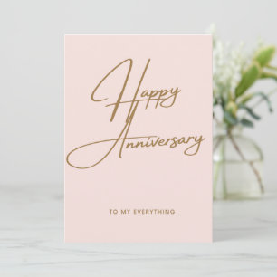 Elegant Minimalistic Pink Blush Happy Anniversary  Holiday Card