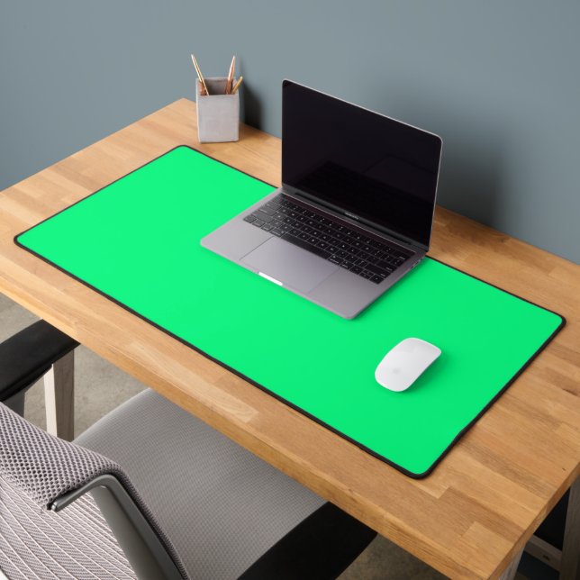 Elegant Minimalistic Solid Neon Spring Green Colou Desk Mat (Office 2)