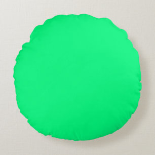 Elegant Minimalistic Solid Neon Spring Green Colou Round Pillow