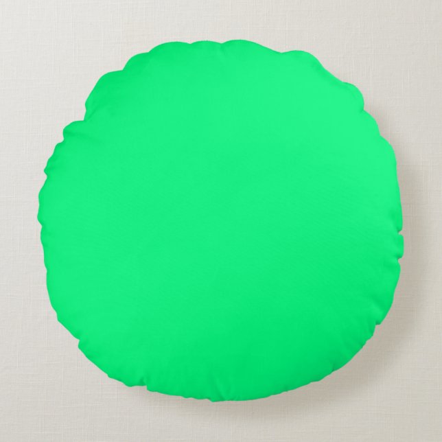 Elegant Minimalistic Solid Neon Spring Green Colou Round Pillow (Front)
