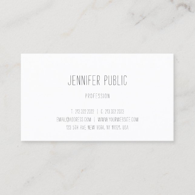 Elegant Minimalistic Template Calligraphy Modern Business Card (Front)