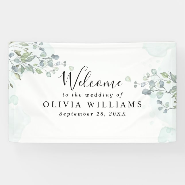Elegant Minimalistic Watercolor Greenery Banner (Horizontal)