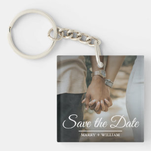 Elegant Minimalst Trendy Save the date Photo gift Keychain