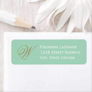 Elegant Mint and Antique Gold Monogram Initial