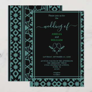 Elegant Mint and Black Wedding Invitation