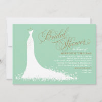 Elegant Mint and Gold Wedding Gown Bridal Shower