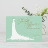 Elegant Mint and Gold Wedding Gown Bridal Shower