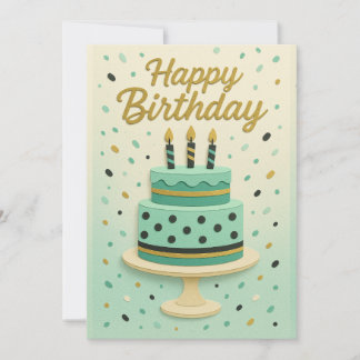 Elegant Mint Birthday Cake Design Birthday Card