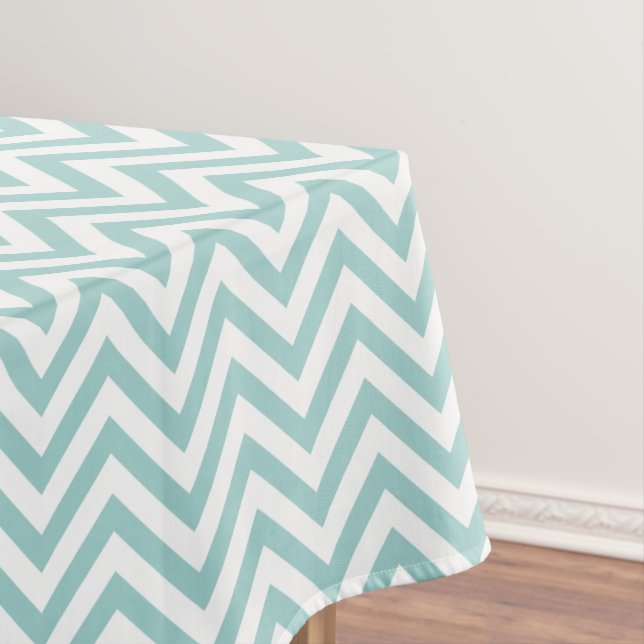 Elegant Mint Chevrons Pattern Tablecloth (In Situ)