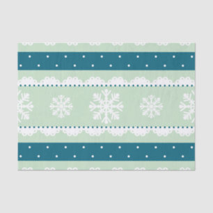 Elegant Mint Christmas Pattern White Snowflakes Tissue Paper