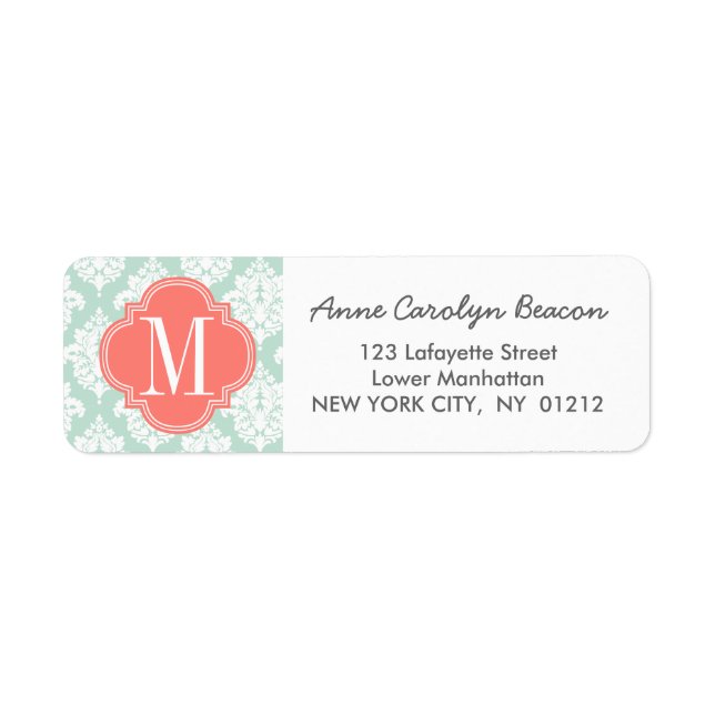 Elegant Mint Damask Personalized (Front)