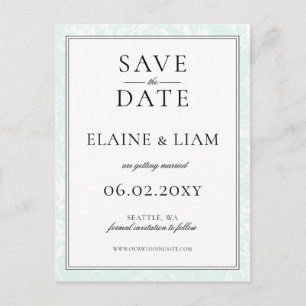 Elegant Mint Floral Wedding save the date Announcement Postcard