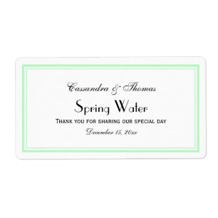 Elegant Mint Framed H Water Bottle Label