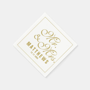 Elegant Mint gold Mr and Mrs Wedding Monogram Napkin