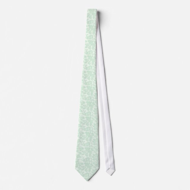 Elegant Mint-Green 2 Floral Damasks Tie (Front)