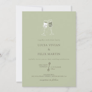 Elegant Mint Green Champagne Wedding Invitation